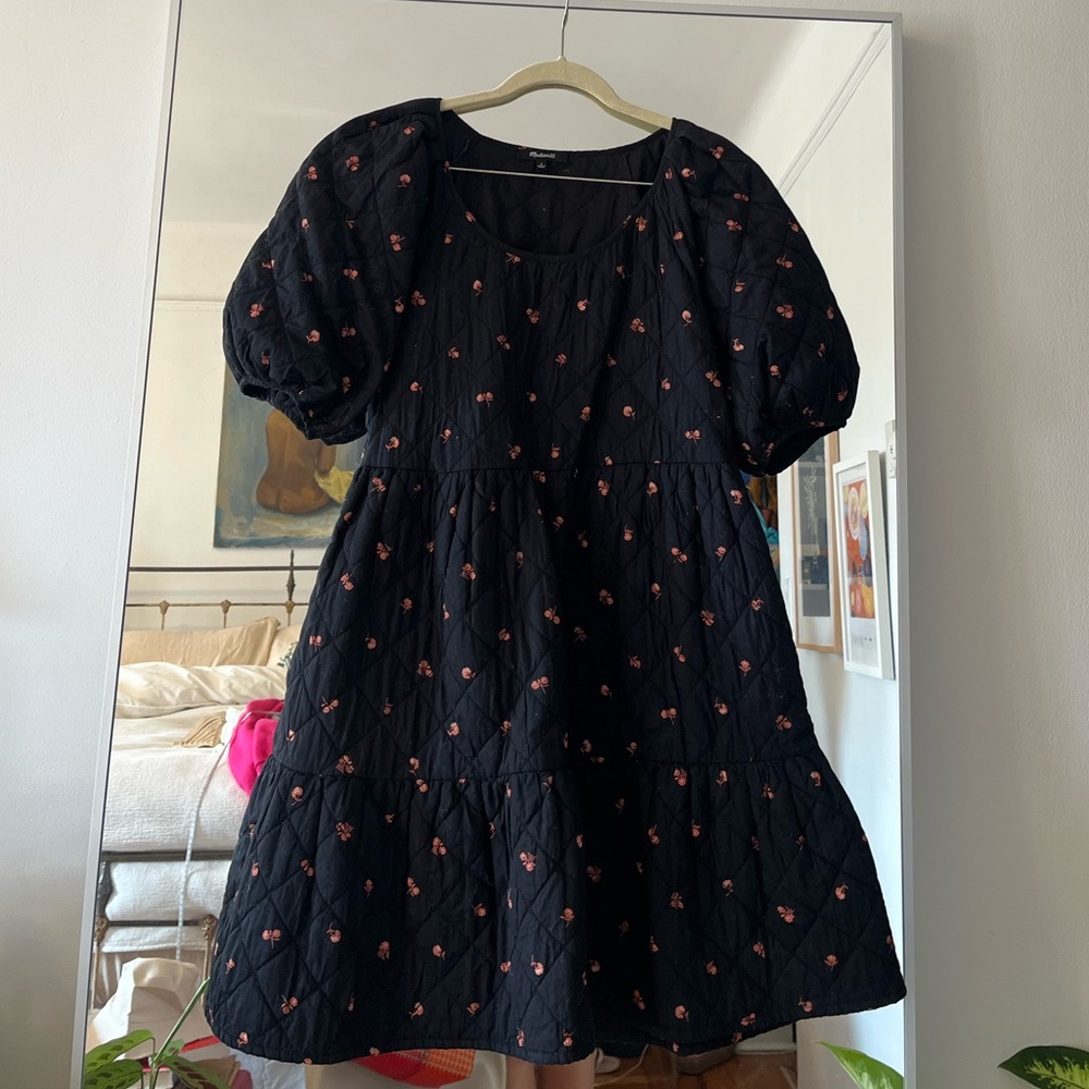 Madewell quilted puff-sleeve mini dress